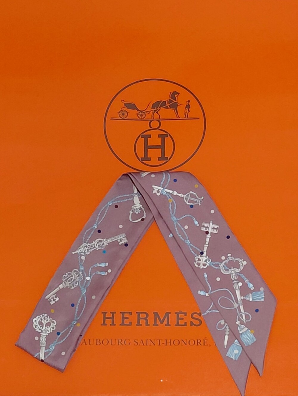 Hermes Les Cles A Pois Silk Twilly Scarf - Picture 2 of 6